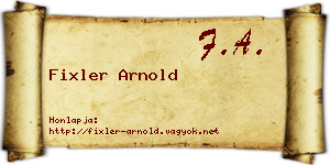 Fixler Arnold névjegykártya